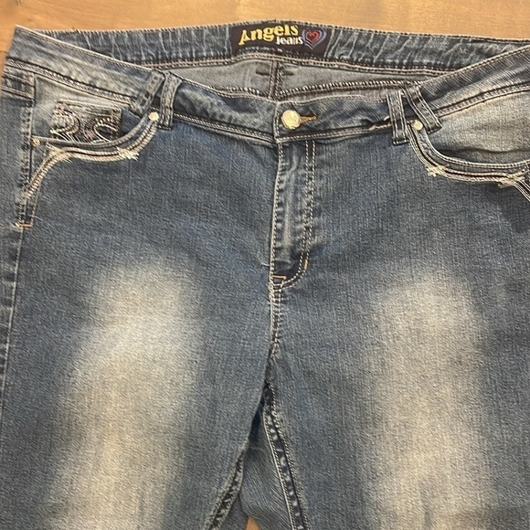 Angels jeans sz 20 faded zip/button with silver hardware and embellishments - Picture 2 of 11
